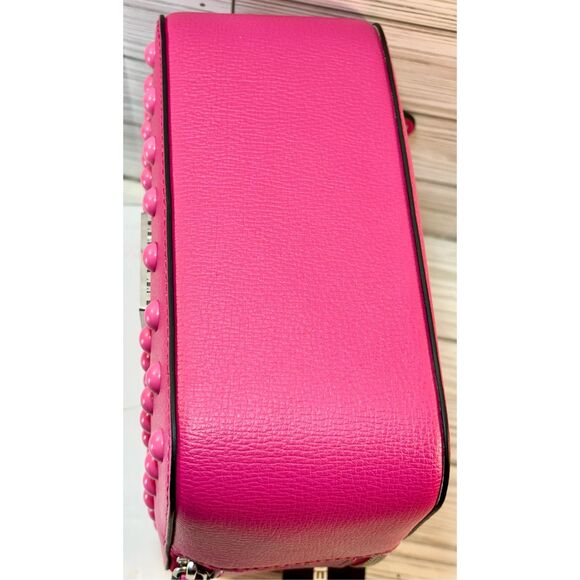 Karl Lagerfeld Simone Fuchsia Studded Camera Bag W/ Guitar Strap Crossbody - Picture 10 of 16